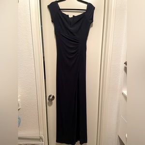Off-Shoulder Navy Blue Formal Gown, size 10
